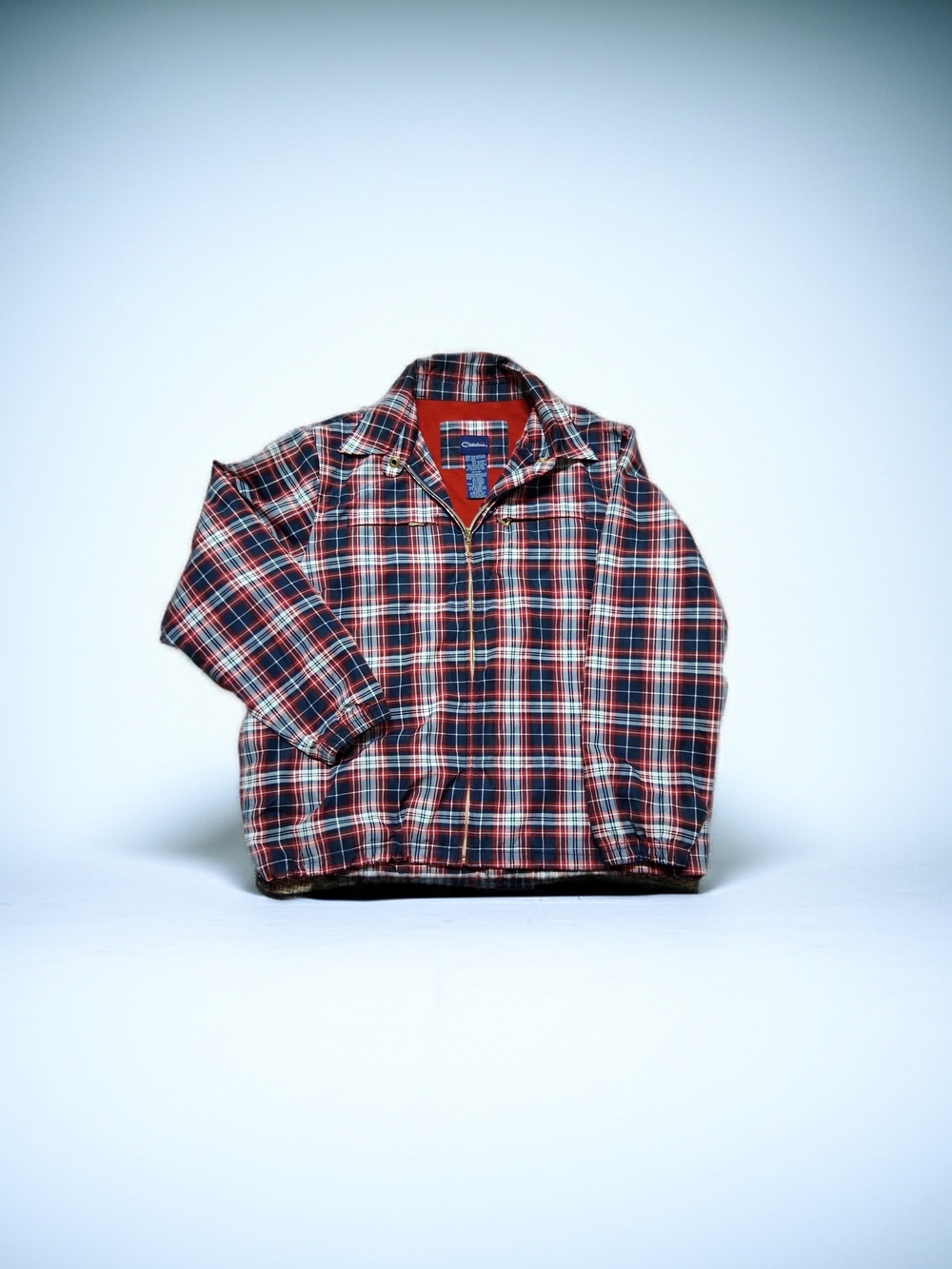 Catalina Red & Navy Plaid Women's Zip Up Lightweight Jacket